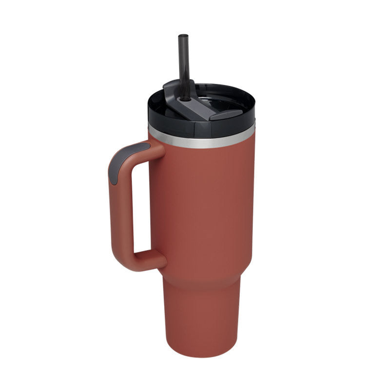 40 Oz Tumbler With Handle Straw Insulated, Stainless Steel Spill Proof Vacuum Coffee Cup Tumbler With Lid Tapered Mug Gifts For Valentine Lover Suitable For Car Gym Office Travel Au+hentic Sport Spot