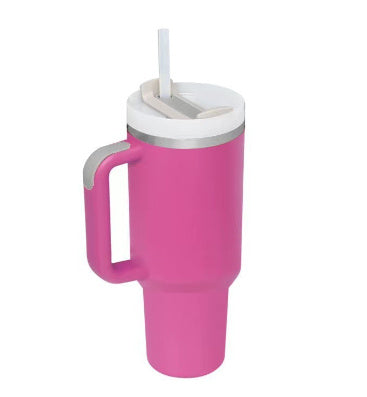 40 Oz Tumbler With Handle Straw Insulated, Stainless Steel Spill Proof Vacuum Coffee Cup Tumbler With Lid Tapered Mug Gifts For Valentine Lover Suitable For Car Gym Office Travel Au+hentic Sport Spot