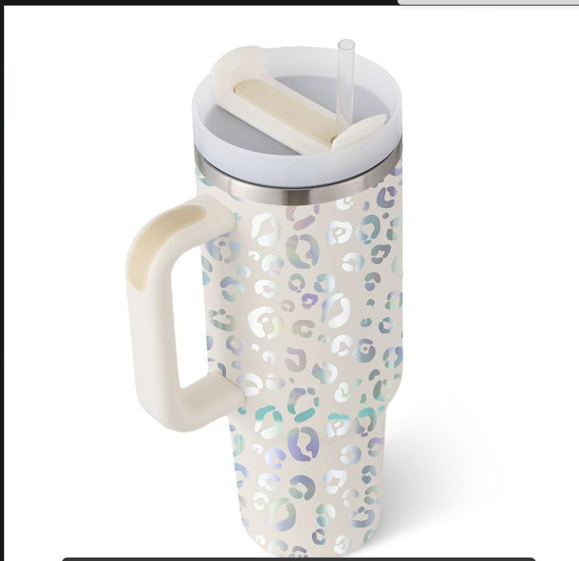 40 Oz Tumbler With Handle Straw Insulated, Stainless Steel Spill Proof Vacuum Coffee Cup Tumbler With Lid Tapered Mug Gifts For Valentine Lover Suitable For Car Gym Office Travel Au+hentic Sport Spot