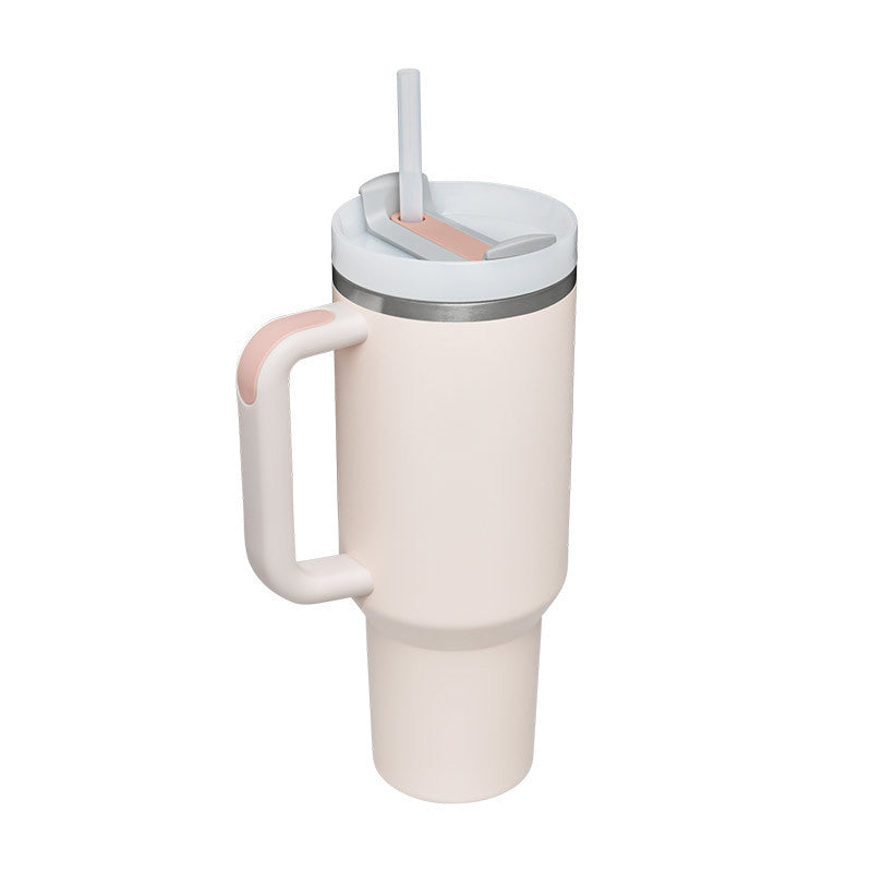 40 Oz Tumbler With Handle Straw Insulated, Stainless Steel Spill Proof Vacuum Coffee Cup Tumbler With Lid Tapered Mug Gifts For Valentine Lover Suitable For Car Gym Office Travel Au+hentic Sport Spot