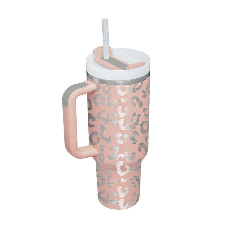 40 Oz Tumbler With Handle Straw Insulated, Stainless Steel Spill Proof Vacuum Coffee Cup Tumbler With Lid Tapered Mug Gifts For Valentine Lover Suitable For Car Gym Office Travel Au+hentic Sport Spot