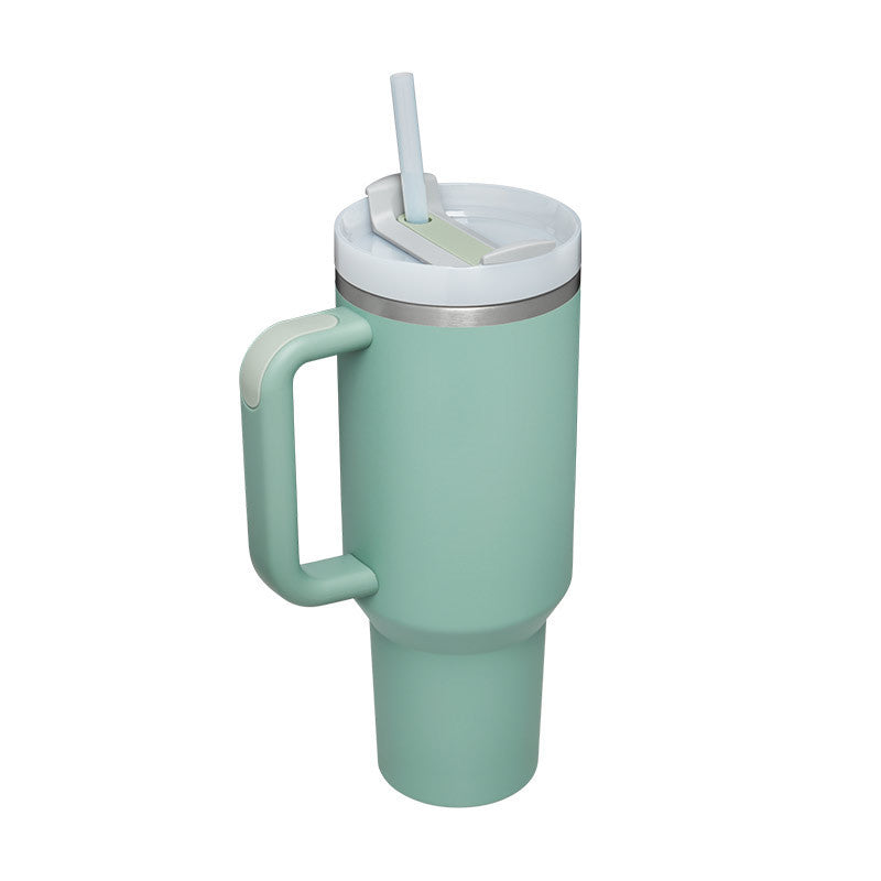 40 Oz Tumbler With Handle Straw Insulated, Stainless Steel Spill Proof Vacuum Coffee Cup Tumbler With Lid Tapered Mug Gifts For Valentine Lover Suitable For Car Gym Office Travel Au+hentic Sport Spot