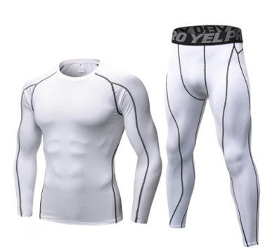 Men's Fitness Running Compression Training 2 piece Tights Long-sleeved Shirt Pants Leggings Sports Suit Fitness Sportswear Au+hentic Sport Spot