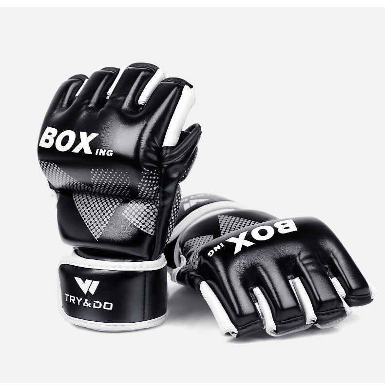 MMA Gloves Half-Finger Training Kick Boxing Gloves MMA Fighting Punching Sandbags Au+hentic Sport Spot