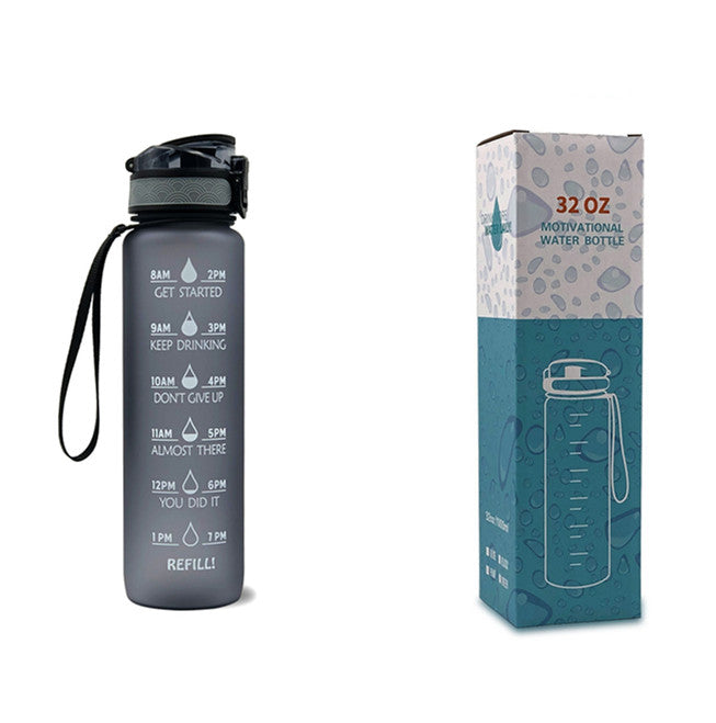 32Oz BPA-free, Leak-Proof Drinking Motivational Water Bottle W/ Time Marker, Encourages You to Drink Water Throughout the Day - Sports, Fitness, and the Outdoors Inspirational Water Bottles W/ Carry Strap Kids Water Bottle for School Without BPA Au+hentic Sport Spot