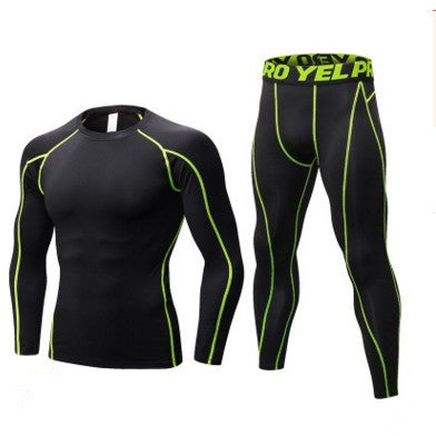 Men's Fitness Running Compression Training 2 piece Tights Long-sleeved Shirt Pants Leggings Sports Suit Fitness Sportswear Au+hentic Sport Spot