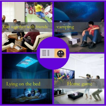 Mini 1080P Portable Projector 3D Hd Yg300 Mini Projector with USB Audio and LED Home Entertainment HDMI Compatibility Au+hentic Sport Spot