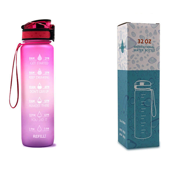 32Oz BPA-free, Leak-Proof Drinking Motivational Water Bottle W/ Time Marker, Encourages You to Drink Water Throughout the Day - Sports, Fitness, and the Outdoors Inspirational Water Bottles W/ Carry Strap Kids Water Bottle for School Without BPA Au+hentic Sport Spot