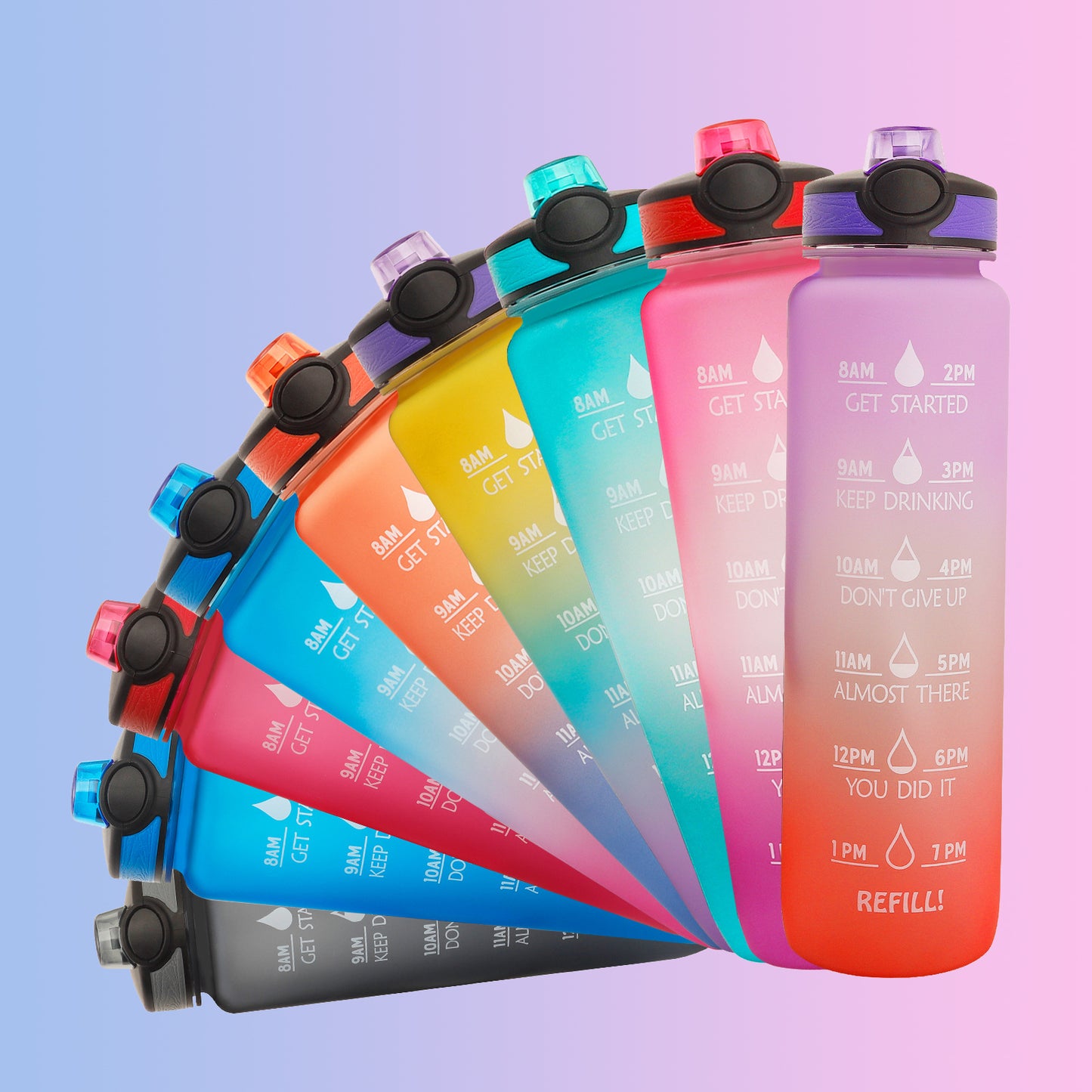 32Oz BPA-free, Leak-Proof Drinking Motivational Water Bottle W/ Time Marker, Encourages You to Drink Water Throughout the Day - Sports, Fitness, and the Outdoors Inspirational Water Bottles W/ Carry Strap Kids Water Bottle for School Without BPA Au+hentic Sport Spot