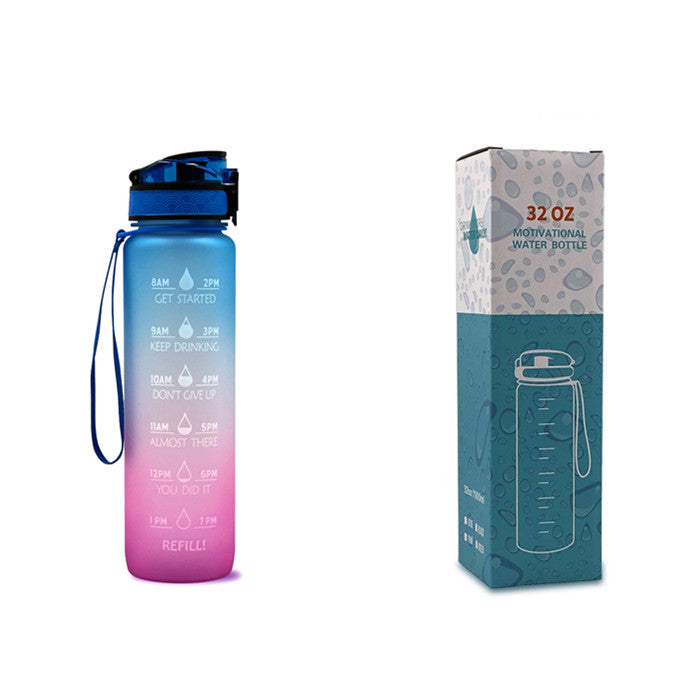 32Oz BPA-free, Leak-Proof Drinking Motivational Water Bottle W/ Time Marker, Encourages You to Drink Water Throughout the Day - Sports, Fitness, and the Outdoors Inspirational Water Bottles W/ Carry Strap Kids Water Bottle for School Without BPA Au+hentic Sport Spot