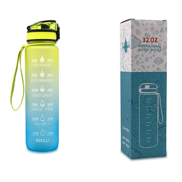 32Oz BPA-free, Leak-Proof Drinking Motivational Water Bottle W/ Time Marker, Encourages You to Drink Water Throughout the Day - Sports, Fitness, and the Outdoors Inspirational Water Bottles W/ Carry Strap Kids Water Bottle for School Without BPA Au+hentic Sport Spot