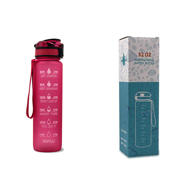 32Oz BPA-free, Leak-Proof Drinking Motivational Water Bottle W/ Time Marker, Encourages You to Drink Water Throughout the Day - Sports, Fitness, and the Outdoors Inspirational Water Bottles W/ Carry Strap Kids Water Bottle for School Without BPA Au+hentic Sport Spot