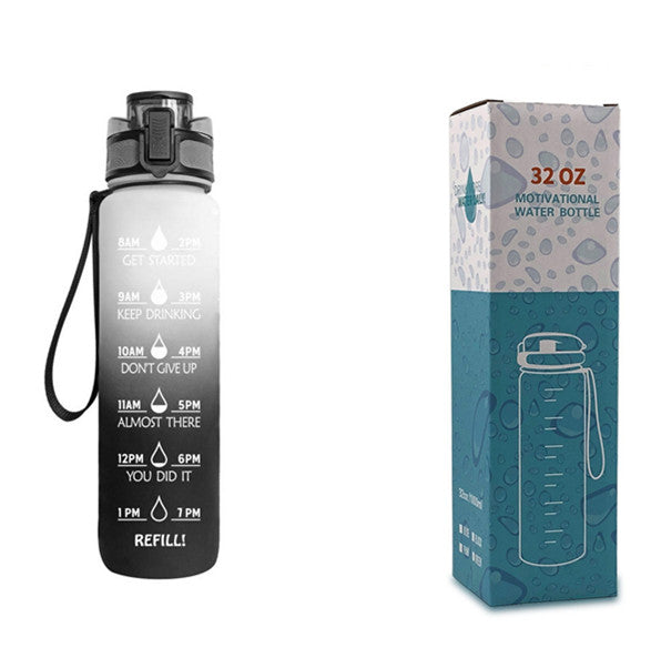 32Oz BPA-free, Leak-Proof Drinking Motivational Water Bottle W/ Time Marker, Encourages You to Drink Water Throughout the Day - Sports, Fitness, and the Outdoors Inspirational Water Bottles W/ Carry Strap Kids Water Bottle for School Without BPA Au+hentic Sport Spot