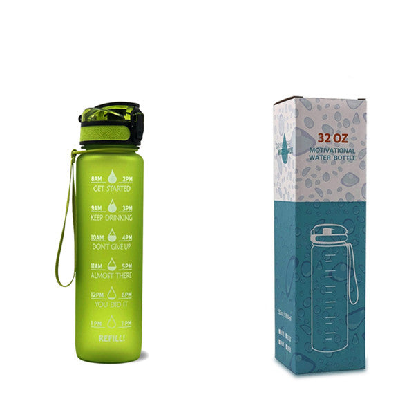 32Oz BPA-free, Leak-Proof Drinking Motivational Water Bottle W/ Time Marker, Encourages You to Drink Water Throughout the Day - Sports, Fitness, and the Outdoors Inspirational Water Bottles W/ Carry Strap Kids Water Bottle for School Without BPA Au+hentic Sport Spot