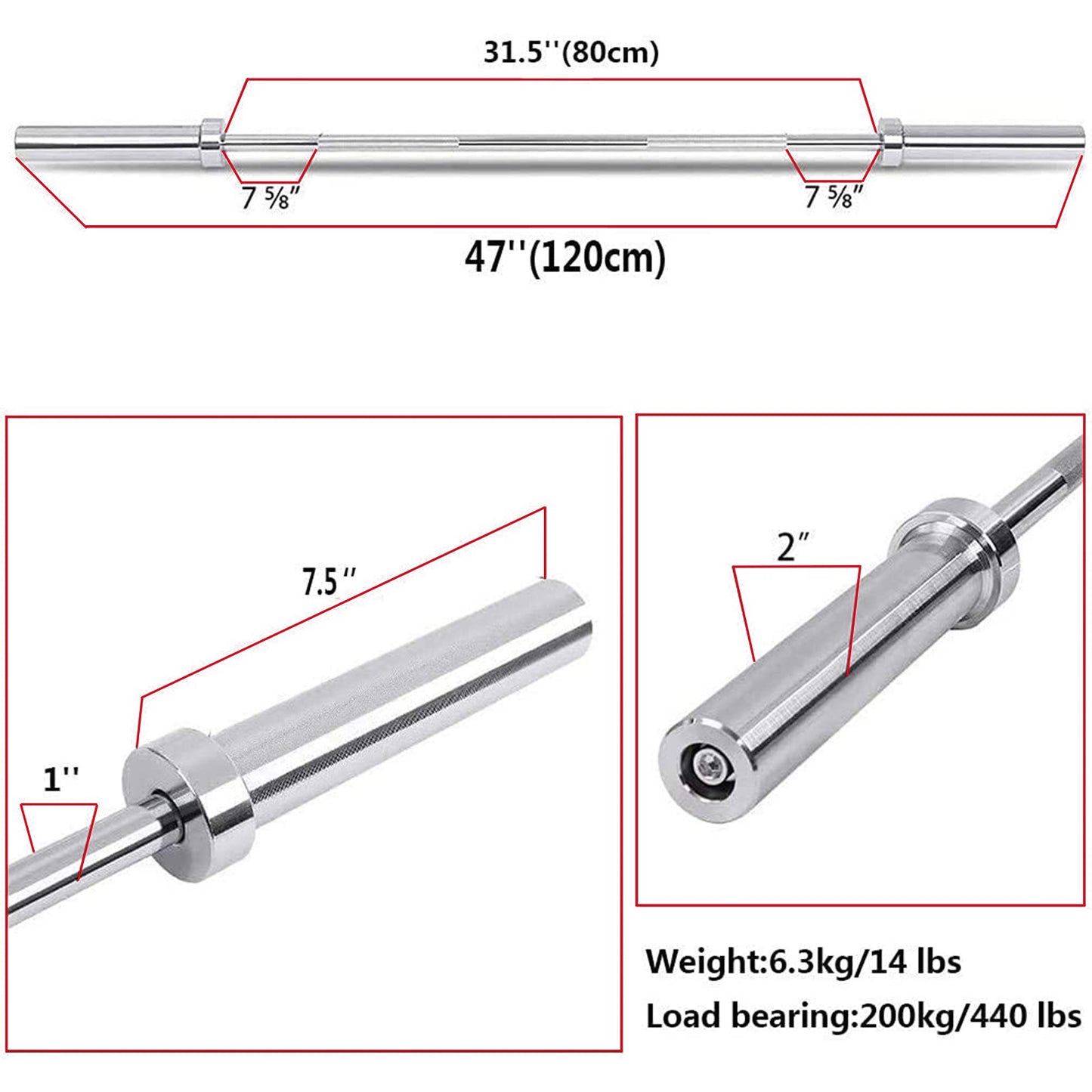 Barbell Olympic Barbell Bar for Weight Training & Powerlifting for Home Fitness Workout Strength Training Exercise Equipment Bench Bar Strength Training, Olympic Barbell Set, Home exercise gear Strength Training at Home Equipment Au+hentic Sport Spot
