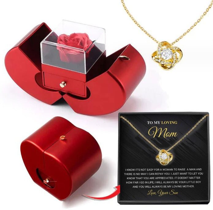 Fashion Jewelry Box Necklace Eternal Rose For Mother's Day With Artificial Flower Rose Flower Jewelry Box Au+hentic Sport Spot