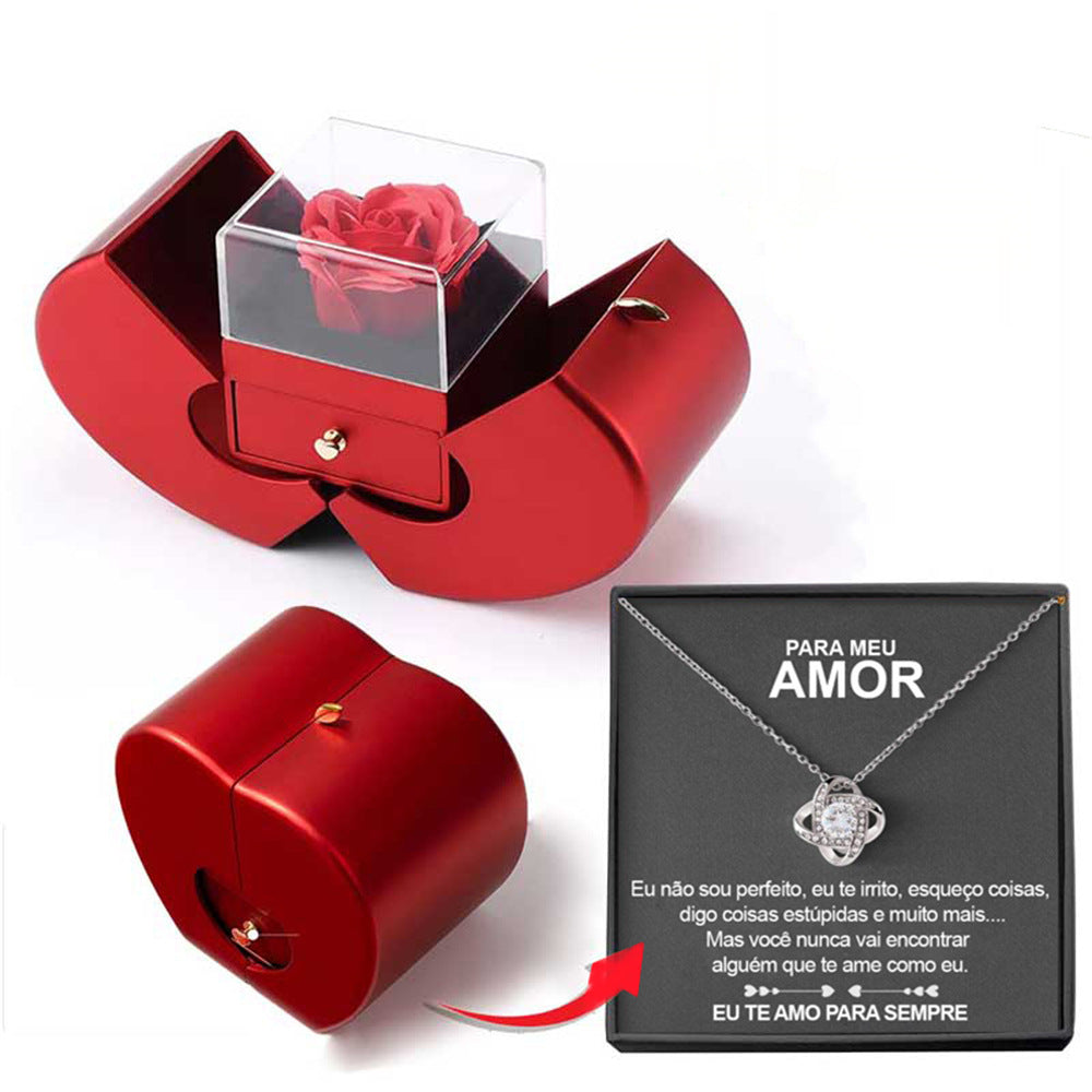 Fashion Jewelry Box Necklace Eternal Rose For Mother's Day With Artificial Flower Rose Flower Jewelry Box Au+hentic Sport Spot