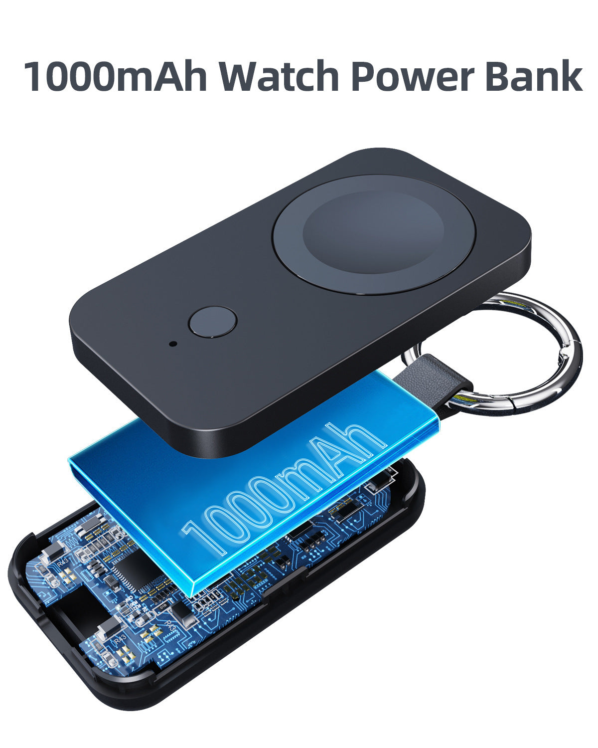 Portable 1000mAh Magnetic Watch Power Bank Keychain Wireless Charger Au+hentic Sport Spot