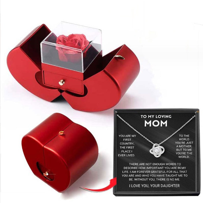 Fashion Jewelry Box Necklace Eternal Rose For Mother's Day With Artificial Flower Rose Flower Jewelry Box Au+hentic Sport Spot