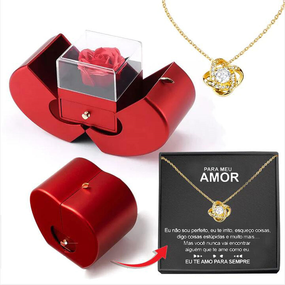 Fashion Jewelry Box Necklace Eternal Rose For Mother's Day With Artificial Flower Rose Flower Jewelry Box Au+hentic Sport Spot