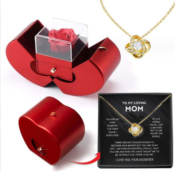 Fashion Jewelry Box Necklace Eternal Rose For Mother's Day With Artificial Flower Rose Flower Jewelry Box Au+hentic Sport Spot