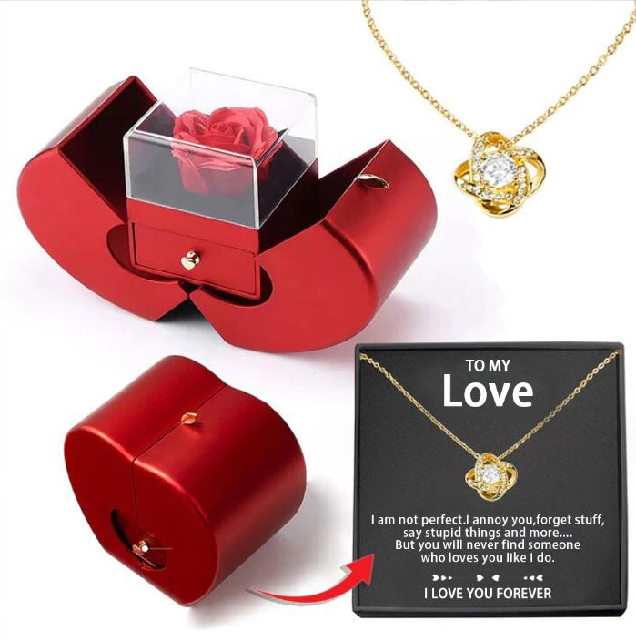 Fashion Jewelry Box Necklace Eternal Rose For Mother's Day With Artificial Flower Rose Flower Jewelry Box Au+hentic Sport Spot