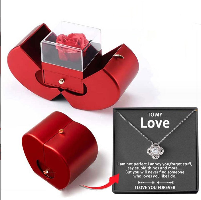 Fashion Jewelry Box Necklace Eternal Rose For Mother's Day With Artificial Flower Rose Flower Jewelry Box Au+hentic Sport Spot