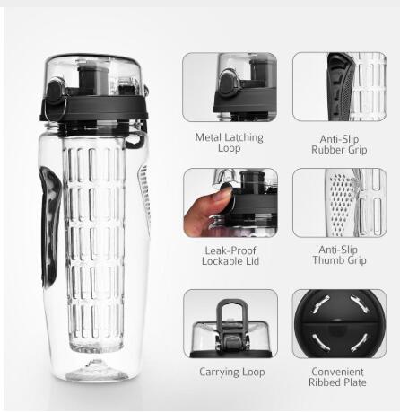 Water Bottle With Fruit Infuser Water Bottle BPA Free Water Infuser Bottle, 32 Ounce Fruit Infuser Juice Shaker Bottle Portable Climbing Camp Bottle Au+hentic Sport Spot