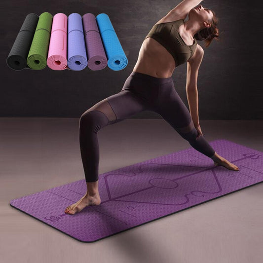"Eco-Friendly Non-Slip Yoga Mat with Position Lines for Sweat-Resistant Workouts Au+hentic Sport Spot