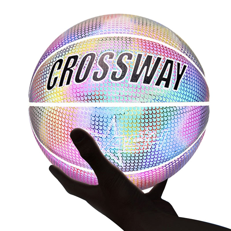 Luminous Basketball, Holographic Glowing Basketball NO.7, Glow in The Dark Basketball Luminous Reflective Basketball Au+hentic Sport Spot