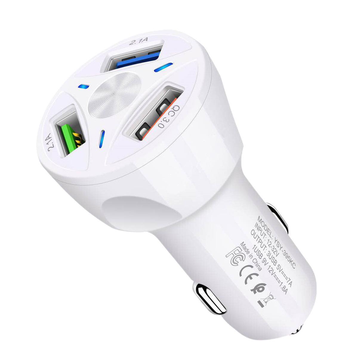 Fast Charge Car Charger LED light display and four USB ports that is compatible with the iPhone and Android Devices Charger Car Charger Au+hentic Sport Spot