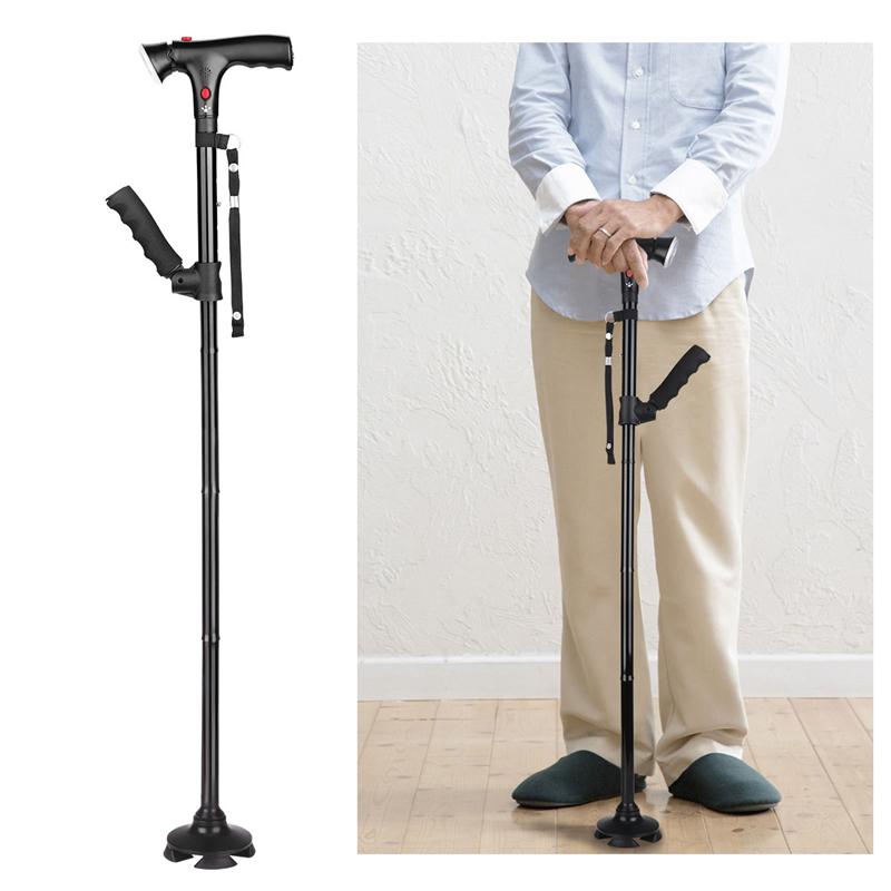 Folding Cane with Led Light For hiking, mountain climbing, and backpacking, Folding cane with an LED light, a cane and walking stick handle that are adjustable for men and women Crutches that fold up adjust lightweight aluminum offset walking sticks Au+hentic Sport Spot