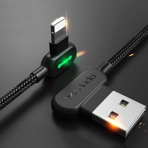 USB Charger 90 Degree LED Cable Nylon Braided USB Charger Charge USB Cable, 6 feet/1.8 meters Compatible with the New iPhone, iPad Pro, iPad Air, iPad Mini, iPod, And AndroidND anROID Au+hentic Sport Spot