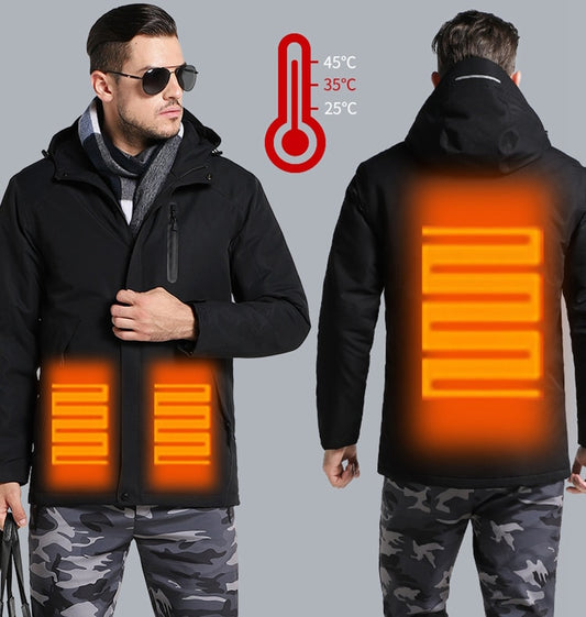 Men's and women's thick USB-heated cotton jackets for the winter that are waterproof outside and suitable for hiking, camping, and climbing. Au+hentic Sport Spot