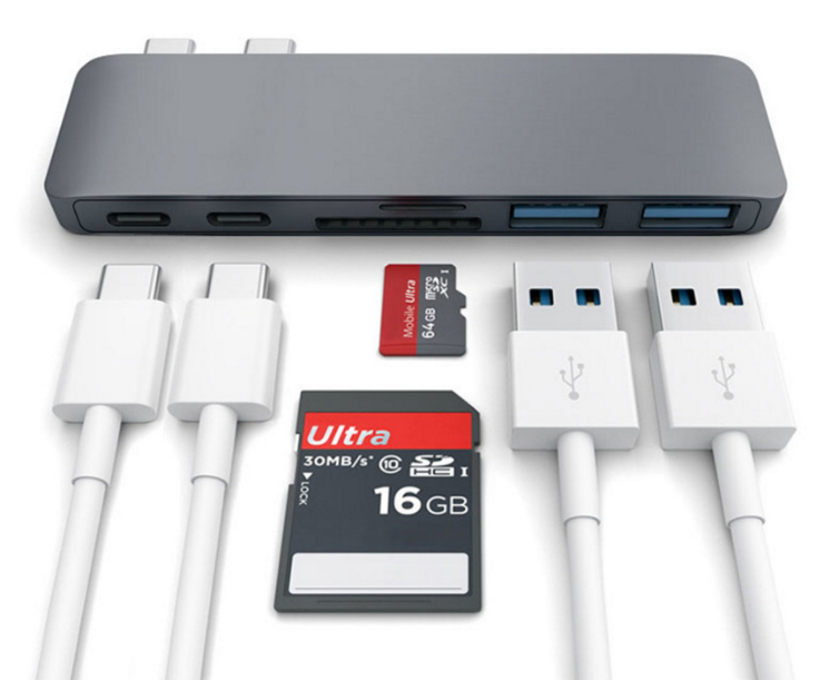 Type-C USB 3.0 Three in One Adapter with USB-C Pass-Through Compatible with MacBook Air 2020/2018, iPad Pro 2020/2018, and 2017/2016 , USB Type C Hub to TF SD Card Reader Hub 3.0 Adapter with PD Power USB C Hub Dock Au+hentic Sport Spot