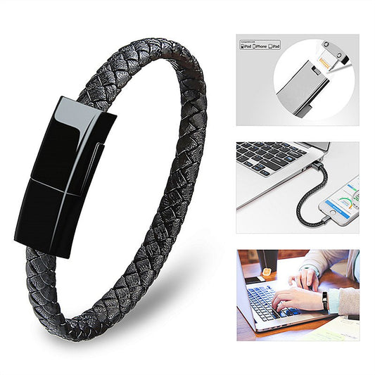 Bracelet Type C Charging cable Wristband Charging Cable for Charging Type C Enabled Cell Phones, Tablets, and All Type C Charged Compatible with Apple , Outdoor Portable Leather Mini USB Bracelet Charger Data Charging Cable Au+hentic Sport Spot