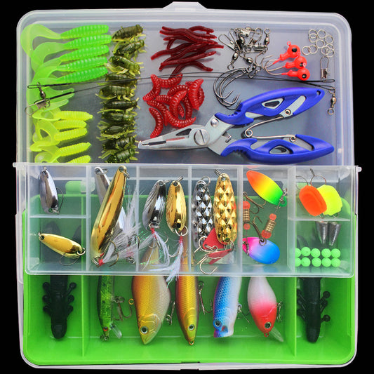 Fishing Bait Set Lure Set 101-piece Set of Fishing Lures and Tackle for Bass, Trout, and Salmon in Freshwater and Saltwater, including Spoon Lures, Soft Plastic Worms, Crankbait, Jigs, and Topwater Lures. Fishing Bait Au+hentic Sport Spot