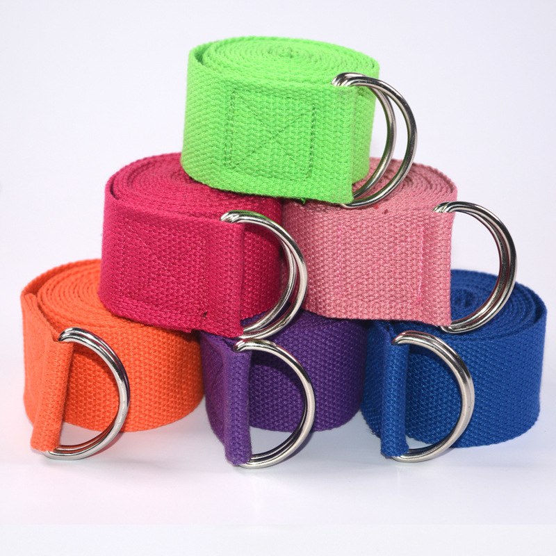 Adjustable D-Ring Yoga Strap/Stretch Bands Buckle, Durable and Comfy Delicate Texture - Best for Daily Stretching, Physical Therapy, Fitness Yoga rope stretch with cotton Au+hentic Sport Spot