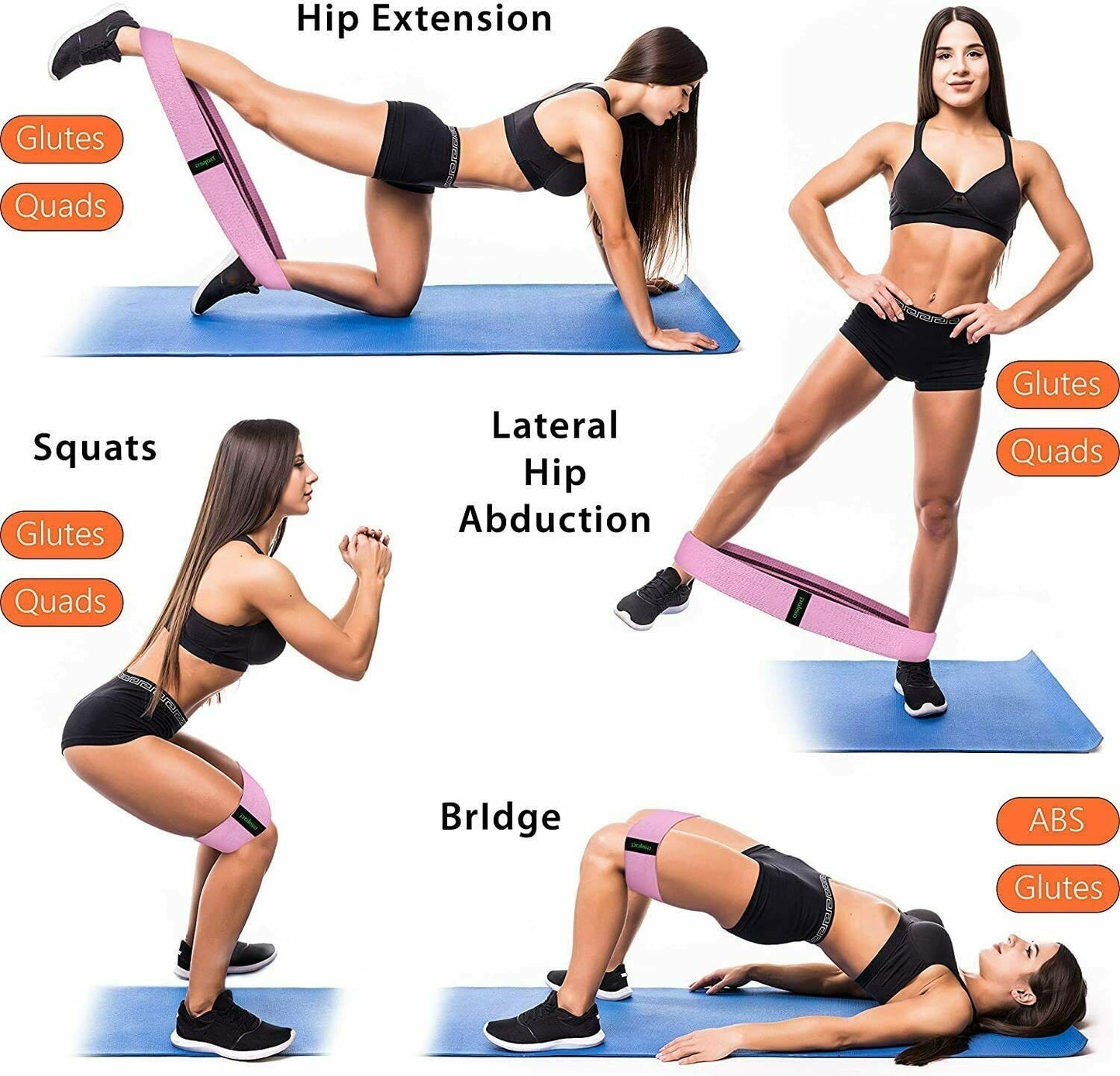 Workout Resistance Bands. 3PC Cloth booty bands. Fitness bands Leg bands for physical activity Exercise with an Elastic Band at Home or at the Gym for Squats, Butts, and Glute Sets Workout Bands of resistance Loop Set Exercise Legs of Yoga Au+hentic Sport Spot