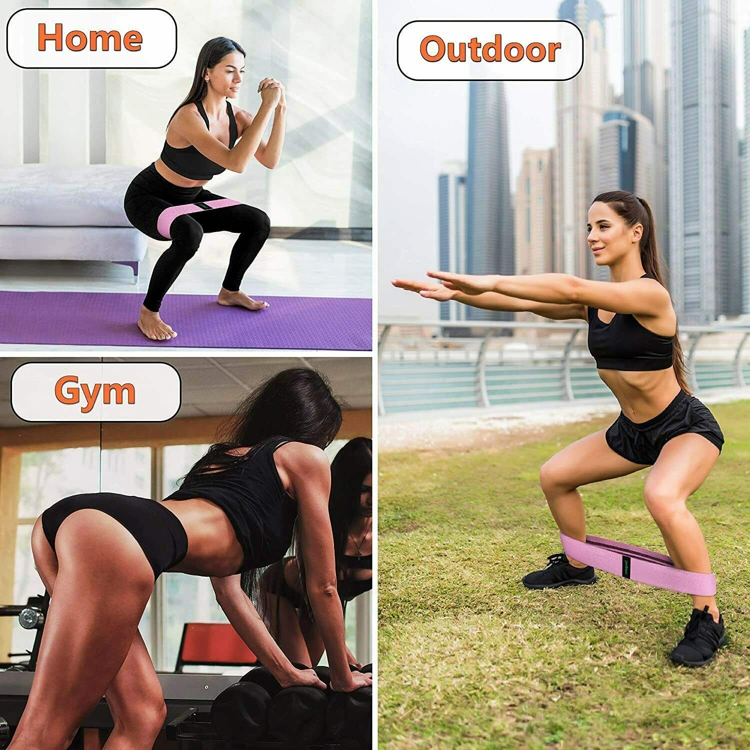 Workout Resistance Bands. 3PC Cloth booty bands. Fitness bands Leg bands for physical activity Exercise with an Elastic Band at Home or at the Gym for Squats, Butts, and Glute Sets Workout Bands of resistance Loop Set Exercise Legs of Yoga Au+hentic Sport Spot