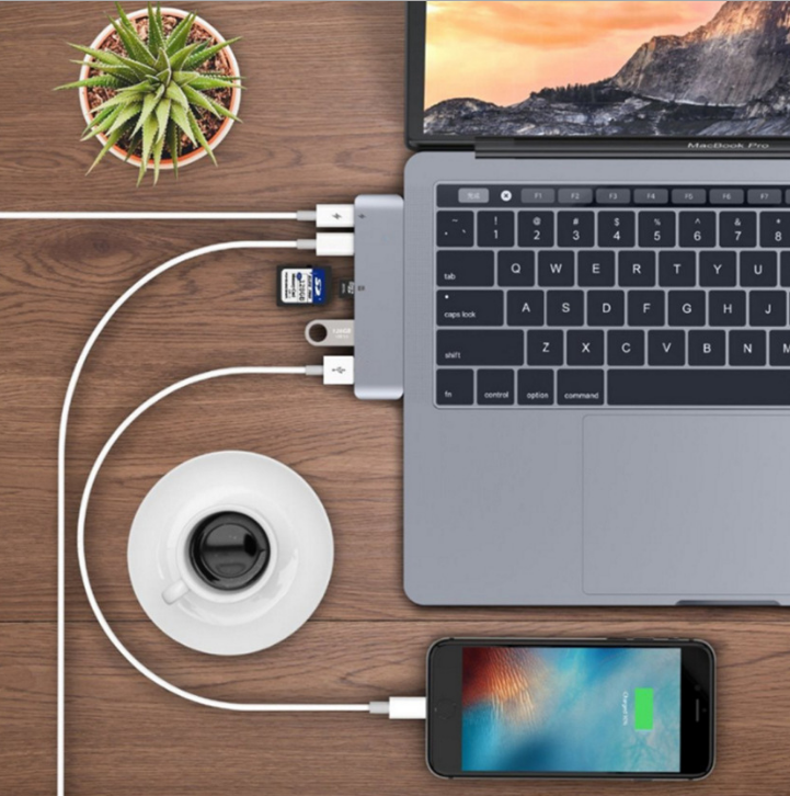 Type-C USB 3.0 Three in One Adapter with USB-C Pass-Through Compatible with MacBook Air 2020/2018, iPad Pro 2020/2018, and 2017/2016 , USB Type C Hub to TF SD Card Reader Hub 3.0 Adapter with PD Power USB C Hub Dock Au+hentic Sport Spot