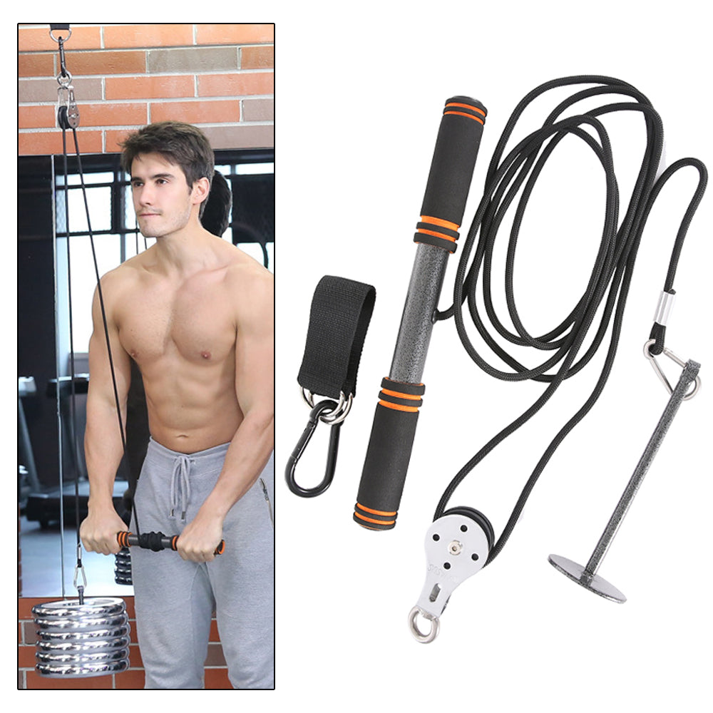 Dual Cable Machine Strengthening exercises Triceps Pull Rope Wrists Roller Forearm Home Gym Hand Gripper Strength Training Dual Cable Device for Triceps Pull Down, Biceps Curl, Back, Forearm, Shoulder Au+hentic Sport Spot