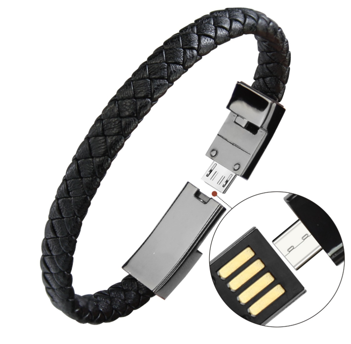 Bracelet Type C Charging cable Wristband Charging Cable for Charging Type C Enabled Cell Phones, Tablets, and All Type C Charged Compatible with Apple , Outdoor Portable Leather Mini USB Bracelet Charger Data Charging Cable Au+hentic Sport Spot