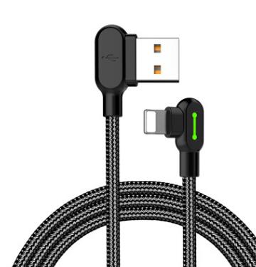 USB Charger 90 Degree LED Cable Nylon Braided USB Charger Charge USB Cable, 6 feet/1.8 meters Compatible with the New iPhone, iPad Pro, iPad Air, iPad Mini, iPod, And AndroidND anROID Au+hentic Sport Spot