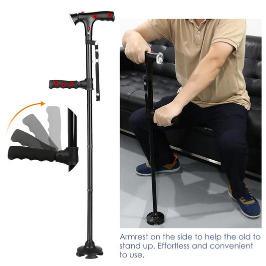 Folding Cane with Led Light For hiking, mountain climbing, and backpacking, Folding cane with an LED light, a cane and walking stick handle that are adjustable for men and women Crutches that fold up adjust lightweight aluminum offset walking sticks Au+hentic Sport Spot