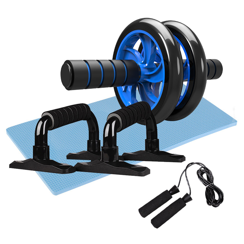 Home Gym Core Strength & Abdominal Training for Men & Women with 5-in-1 Abdominal Wheel Rolling Set with Push-Up Bar, Knee Mat, Jump Rope, and Hand Gripper Perfect For Home Workouts Core Strengthening AB workout set Au+hentic Sport Spot