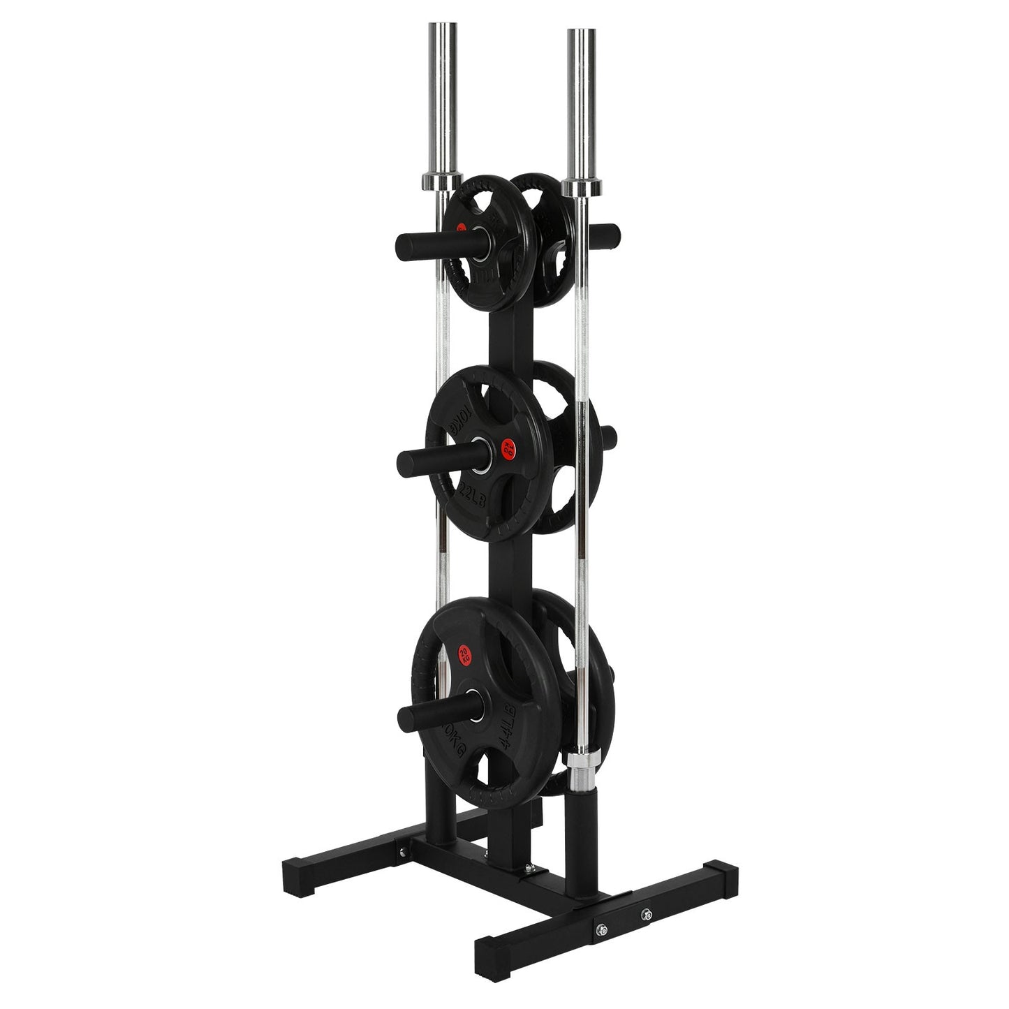 Home Gym Olympic Weight Plate Rack for Home Workouts 2in weight plate rack tree with 2 barbell bar holders with Olympic weight plate rack for 2in plates Storage Stand for Olympic Weights, Au+hentic Sport Spot