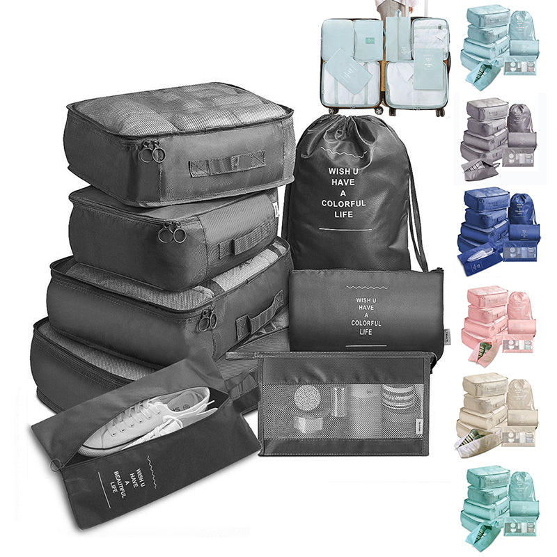 Wanderlust Essentials: 8-Piece Luggage Bliss Kit - Travel Smart with Deluxe Packing Cube Organizer Set Au+hentic Sport Spot