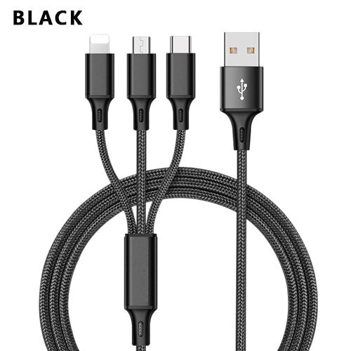 3 in 1 USB Cable 4-foot Nylon-braided Multi-Charger Cable 3 Devices with W/ Several Ports USB Charging Cord for Phones, Tablets (Charging Only) W/ Type C & Micro USB Ports USB Type C smartphone cables, Multi Use USB cable for the iPhones & other devices Au+hentic Sport Spot