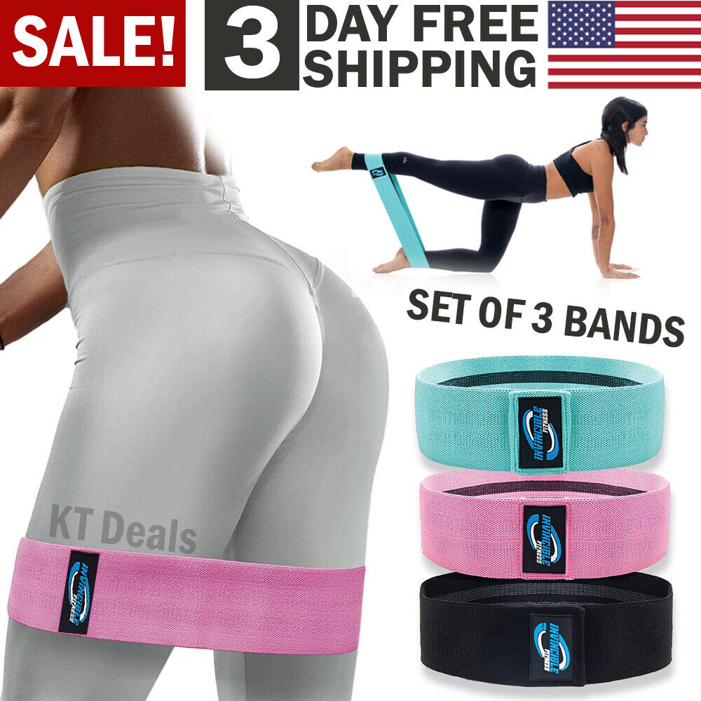 Workout Resistance Bands. 3PC Cloth booty bands. Fitness bands Leg bands for physical activity Exercise with an Elastic Band at Home or at the Gym for Squats, Butts, and Glute Sets Workout Bands of resistance Loop Set Exercise Legs of Yoga Au+hentic Sport Spot